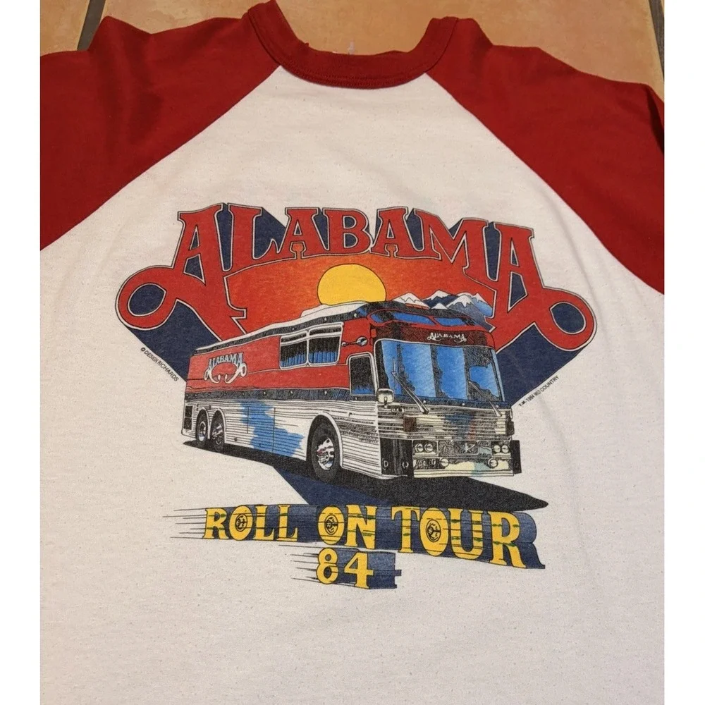 Vintage Alabama 1984 Tour Concert Raglan Jersey / Shirt Made In USA